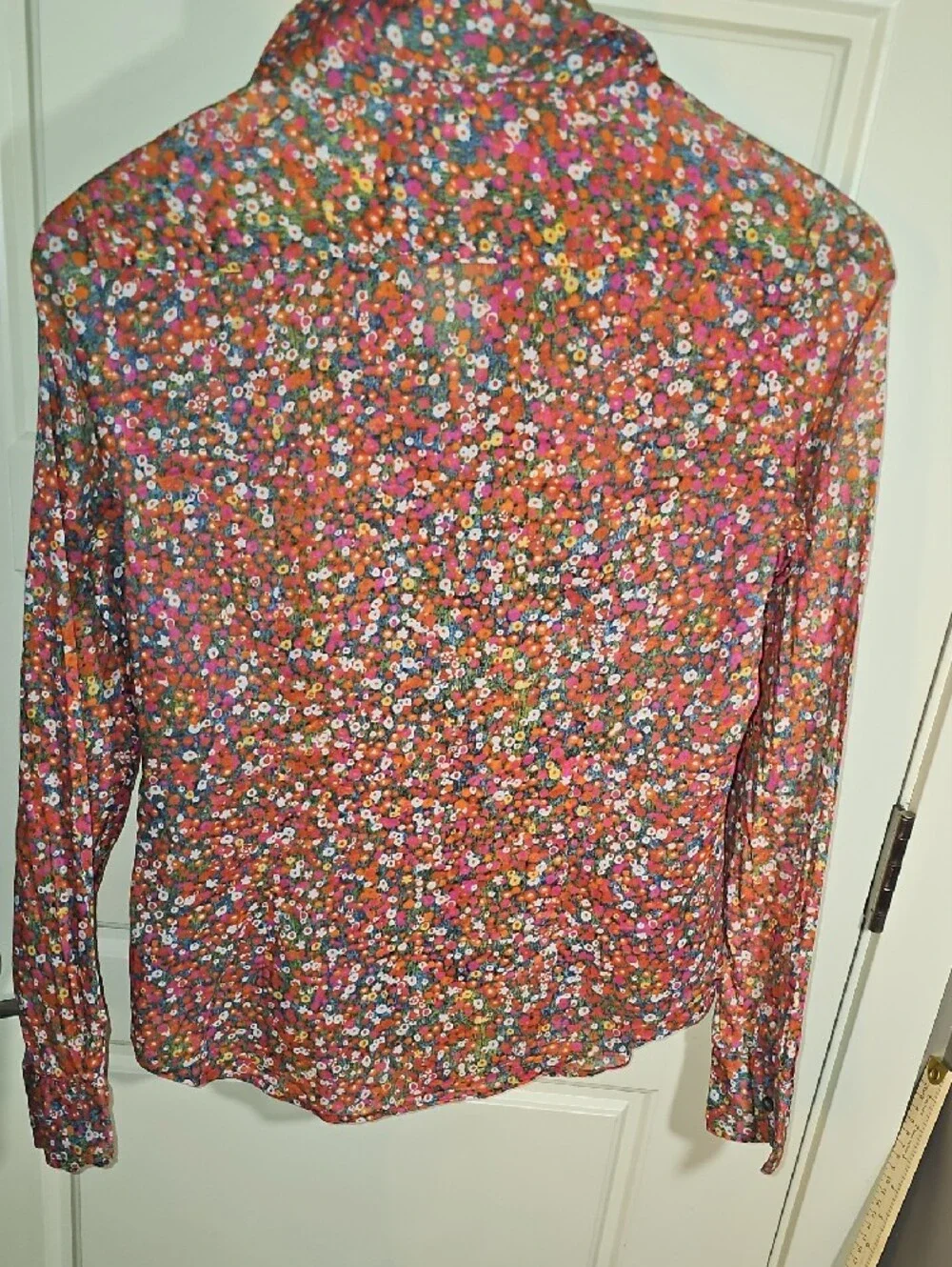 Isaac Mizrahi Women's Orange Multicolor Floral Shirt Size S - Picture 4 of 5